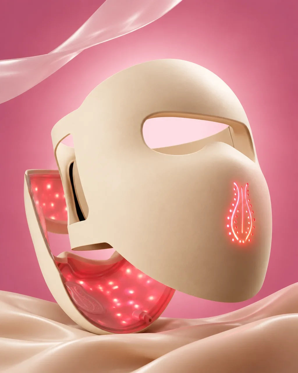 Masque LED 4D en situation d'utilisation lors d'un soin du visage à domicile